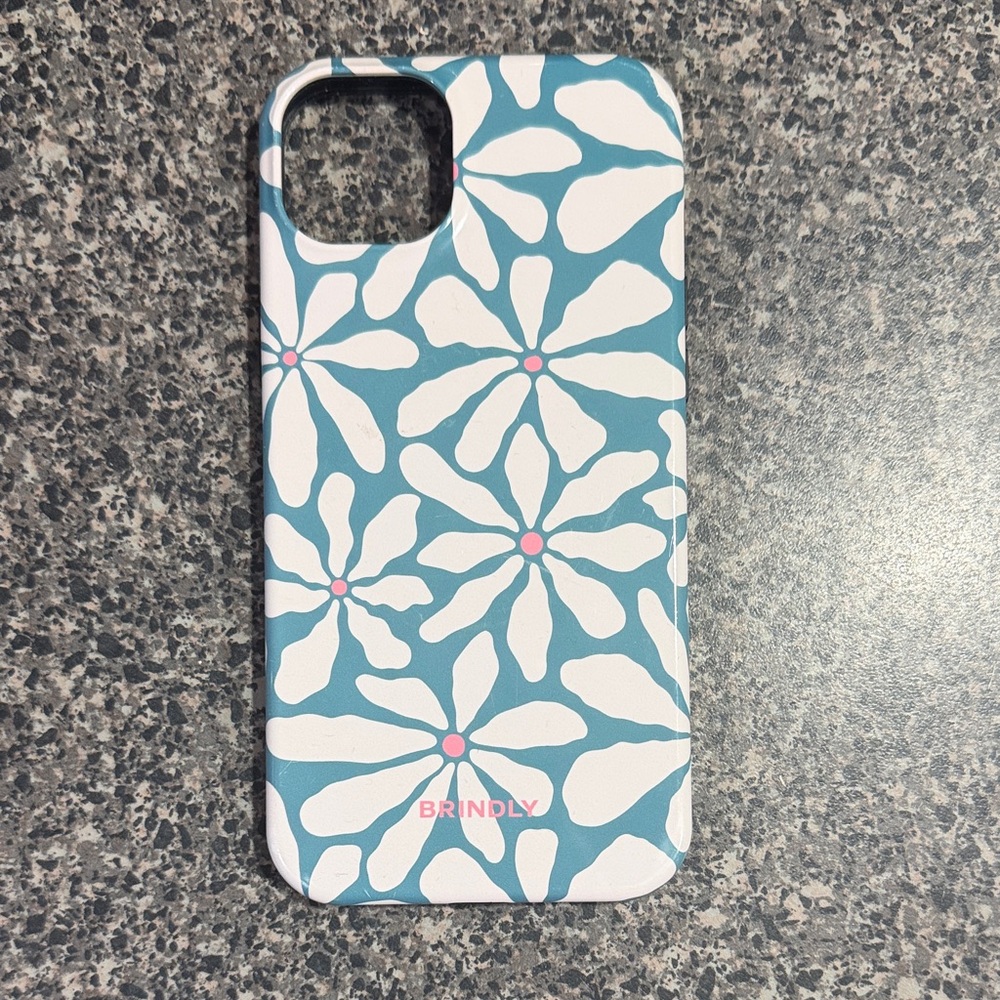 Brindly Teal and White Floral Phone Case IPhone 14 Plus